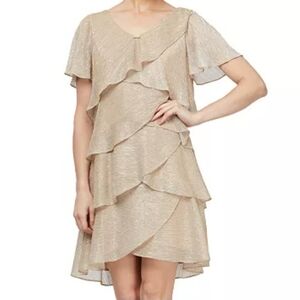 SL Fashions Tiered Shimmer Shift Dress